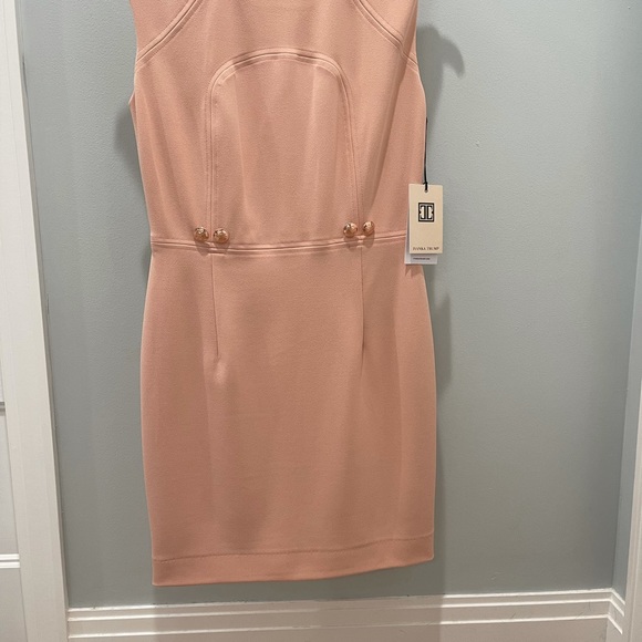 Ivanka Trump beautiful peach classic dress, rose gold button detail, zip back - Picture 2 of 9